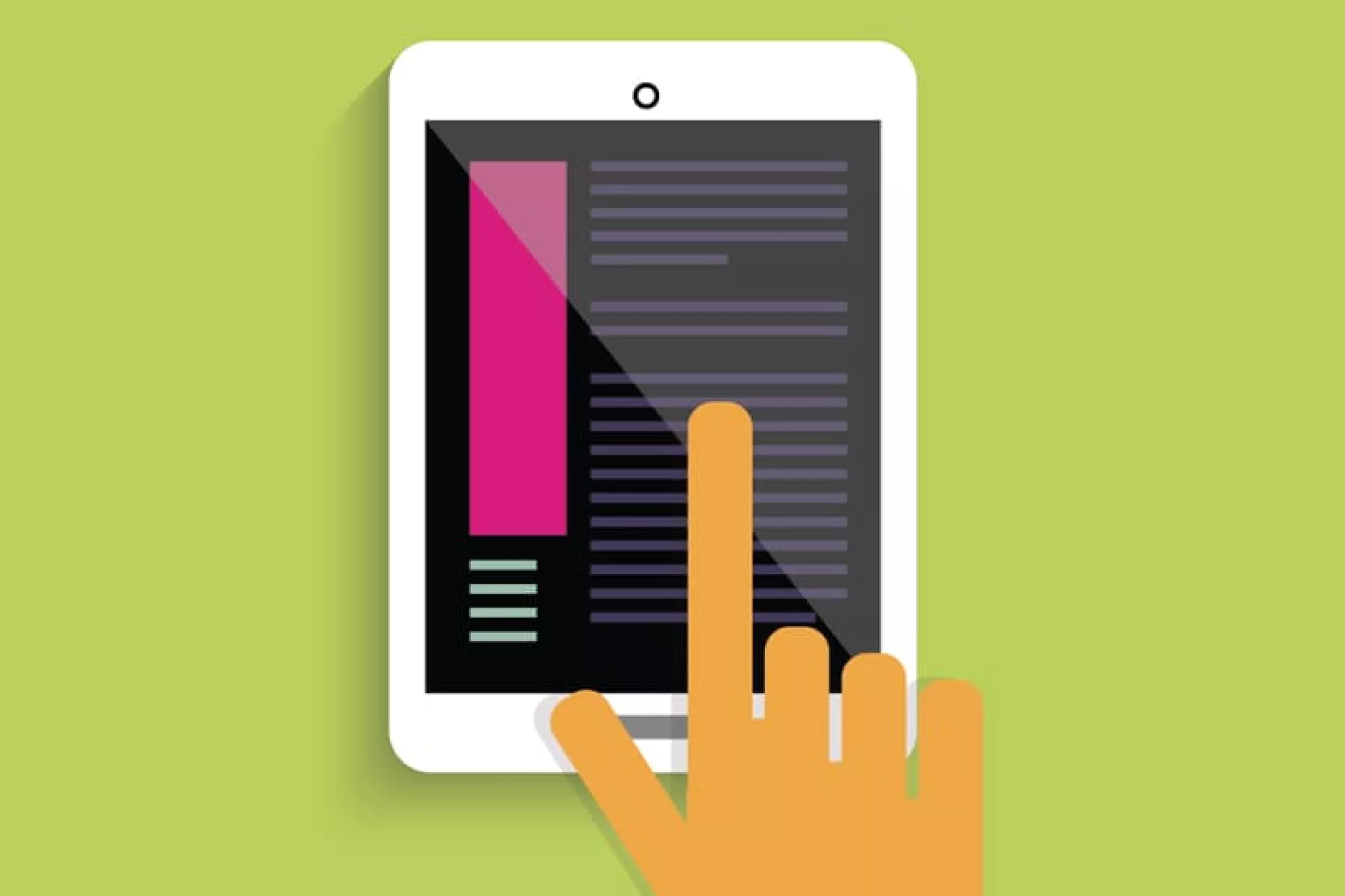 Persona que toca un ePub en una pantalla.